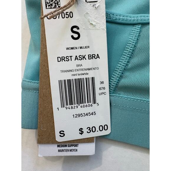 adidas Women's Don't Rest Alphaskin Medium Support Sports Bra Mint Blue Small - Picture 4 of 6